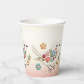 Little White Bird Floral Paper Cups Pappbecher (Rückseite)
