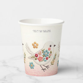 Little White Bird Floral Paper Cups Pappbecher