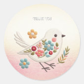 Little White Bird Floral Sticker (Vorderseite)