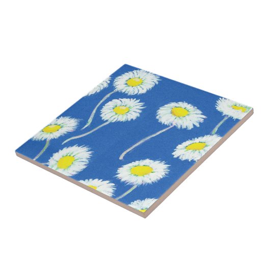 Little White Daisies Pattern Tile Fliese (Seite)