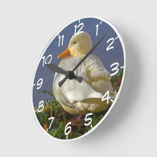 Little White Duck Runde Wanduhr (Winkel)
