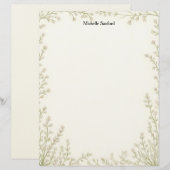 Little White Flowers Frame Stationery Paper Briefbogen (Vorne/Hinten)