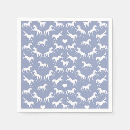 Little White Horses Blue Napkins Serviette (Vorderseite)