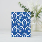 Little White Houses Dark Blue New Address Card Einladung (Stehend Vorderseite)