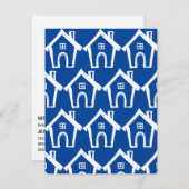 Little White Houses Dark Blue New Address Card Einladung (Vorne/Hinten)