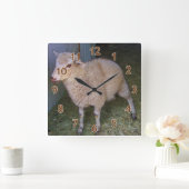 Little White Lamb Quadratische Wanduhr (Zuhause)