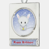 Little White Mouse Weihnachtsschmuck Banner-Ornament Silber (Links)