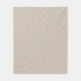 Little White Polka Dots On Cool Beige Or Greige Fleecedecke