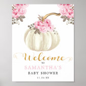 Little White Pumpkin Pink Floral Baby Dusche Poster (Vorne)