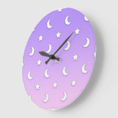 Little White Stars and Moons Pattern Große Wanduhr (Winkel)