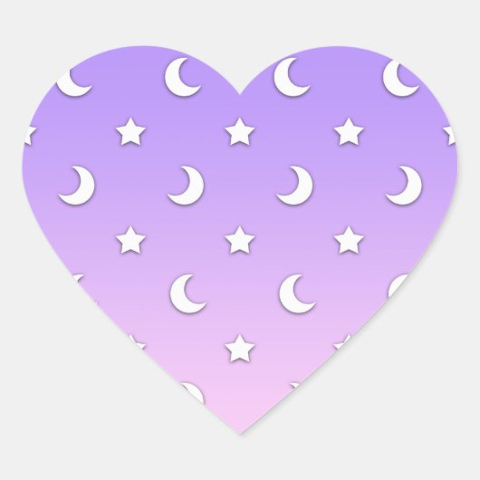 Little White Stars and Moons Pattern Herz-Aufkleber (Vorderseite)