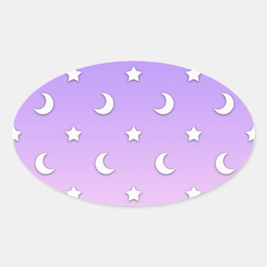 Little White Stars and Moons Pattern Ovaler Aufkleber (Vorderseite)