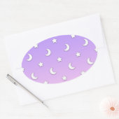 Little White Stars and Moons Pattern Ovaler Aufkleber (Umschlag)
