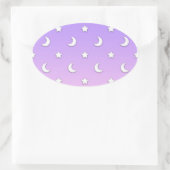 Little White Stars and Moons Pattern Ovaler Aufkleber (Tasche)