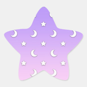 Little White Stars and Moons Pattern Stern-Aufkleber