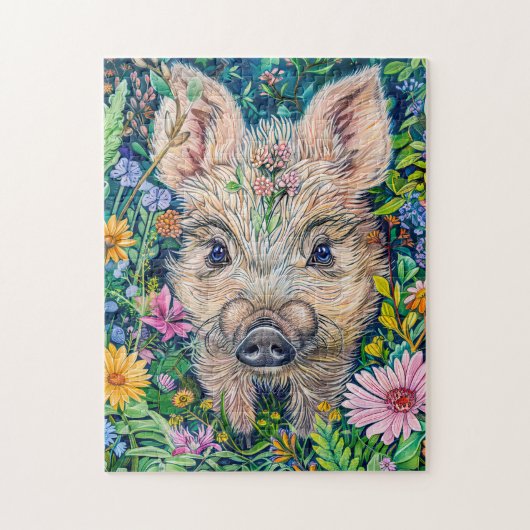 Little Wild Boar in Blume Meadow Puzzle (Vertikal)