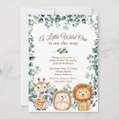 Little Wild One Animals Boy Girl Baby Dusche Einladung (Vorderseite)