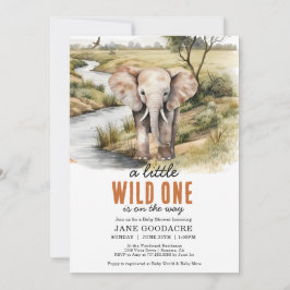 Little Wild One Elephant Baby Dusche Einladung