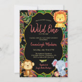 Little Wild One Jungle Animals Einladung (Vorderseite)