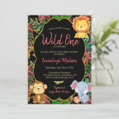 Little Wild One Jungle Animals Einladung (Stehend Vorderseite)