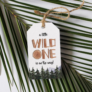 Little Wild One Rustic Woodland Babydusche Geschenkanhänger