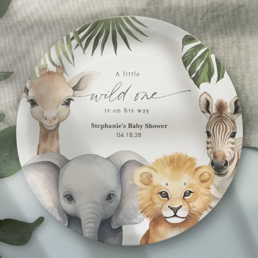 Little Wild One Safari Animals Baby Boy Dusche Pappteller