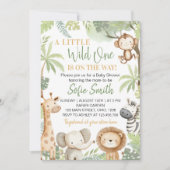 Little Wild One Safari Animals Baby Dusche Einladung (Vorderseite)