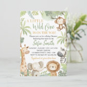 Little Wild One Safari Animals Baby Dusche Einladung (Stehend Vorderseite)