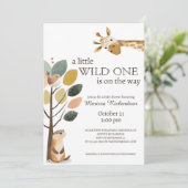 Little Wild One Safari Animals Baby Dusche Einladung (Stehend Vorderseite)