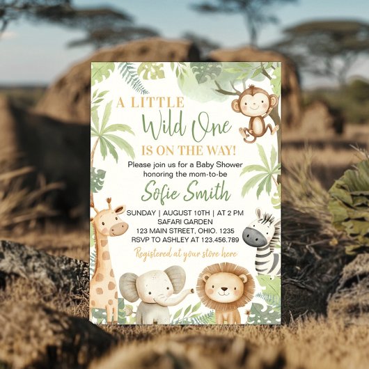 Little Wild One Safari Animals Baby Dusche Einladung