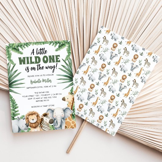 Little Wild One Safari Animals Boy Baby Dusche Einladung