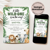 Little Wild One Safari Animals Boy Baby Dusche Einladung