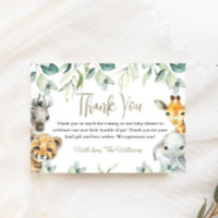 Little Wild One Safari Baby Dusche Danke Karten