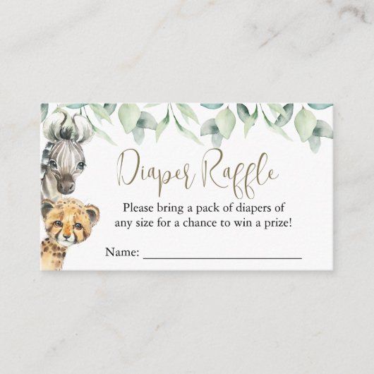 Little Wild One Safari Baby Dusche Windeln Raffle Begleitkarte (Vorderseite)
