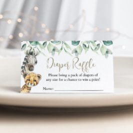 Little Wild One Safari Baby Dusche Windeln Raffle Begleitkarte