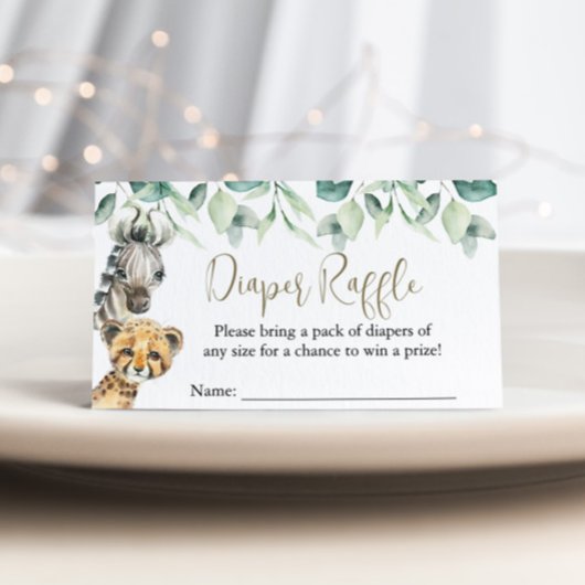 Little Wild One Safari Baby Dusche Windeln Raffle Begleitkarte