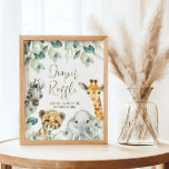 Little Wild One Safari Baby Dusche Windeln Raffle Poster<br><div class="desc">Niedlich ein kleines Wild One ist On the Way Babydusche Schilder mit hübscher Vegetation und niedlichen Aquarellsafari-Tieren. Personalisieren Sie Ihre Daten.</div>