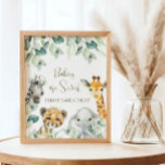 Little Wild One Safari Baby Shower bevorzugt Schil Poster<br><div class="desc">Niedlich ein kleines Wild One ist On the Way Babydusche Schilder mit hübscher Vegetation und niedlichen Aquarellsafari-Tieren. Personalisieren Sie Ihre Daten.</div>