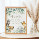 Little Wild One Safari Baby Shower Mama-osa Bar Poster<br><div class="desc">Niedlich ein kleines Wild One ist On the Way Babydusche Schilder mit hübscher Vegetation und niedlichen Aquarellsafari-Tieren. Personalisieren Sie Ihre Daten.</div>