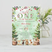 Little Wild One Woodland Animals Baby Dusche Einladung (Stehend Vorderseite)