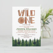 Little Wild One Woodland Babydusche Einladung (Stehend Vorderseite)