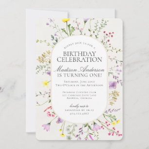 Little Wildblume Boho Floral Geburtstagsparty Einladung