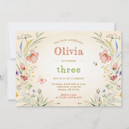 Little Wildblume Floral Girl Kid's Geburtstagspart Einladung