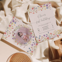 Little Wildblume Floral Wreath Foto 1. Geburtstag