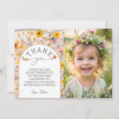 Little Wildblume Foto Geburtstagsparty Dankkarte Einladung (Vorderseite)