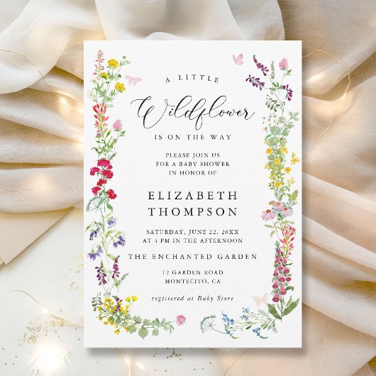 Little Wildblume Garden Floral Girl Babydusche Einladung