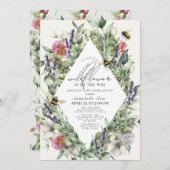 Little Wildblume Greenery Rhombus Baby Shower Einladung (Vorne/Hinten)