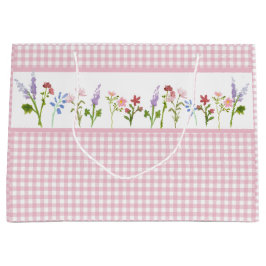 Little Wildblume Pink Gingham Karo Geschenktasche Große Geschenktüte
