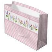 Little Wildblume Pink Gingham Karo Geschenktasche Große Geschenktüte (Rückseite Schrägansicht)