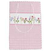 Little Wildblume Pink Gingham Karo Geschenktasche Mittlere Geschenktüte (Vorderseite)